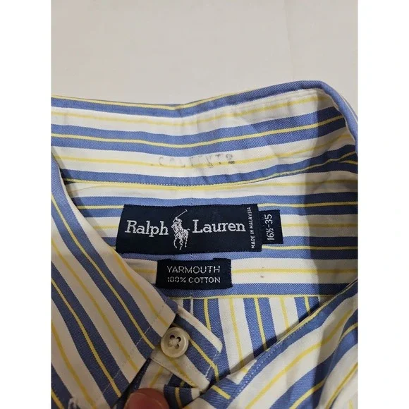 Polo Ralph Lauren Shirt Mens Size 16.5 -35 Stripe Button Down Yarmouth - Picture 4 of 6
